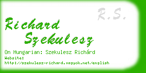 richard szekulesz business card